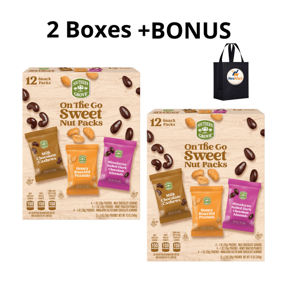 Southern Grove On The Go Sweet Variety Nut , 2 Boxes + Bonus