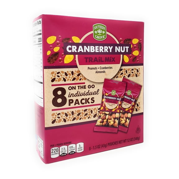 Southern Grove Peanut Cranberry Almond Trail Mix On The Go Individual Packs, 8 Count, 12 oz