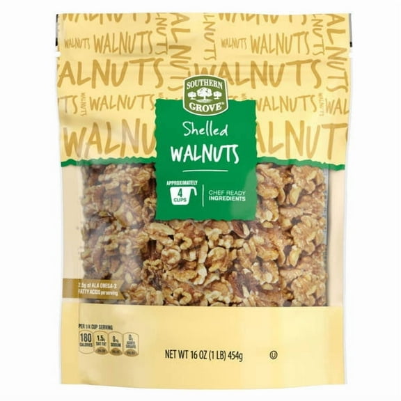 Southern Grove Shelled Walnuts, 16 oz - Pack of 2