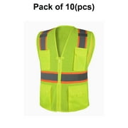 Radyan's High Visibility Safety Vest, 100% Polyester, 10 Pack