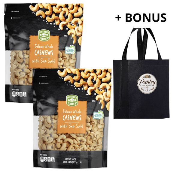 Southern Grove Whole Cashews Sea Salt ,30 oz,Pack 2