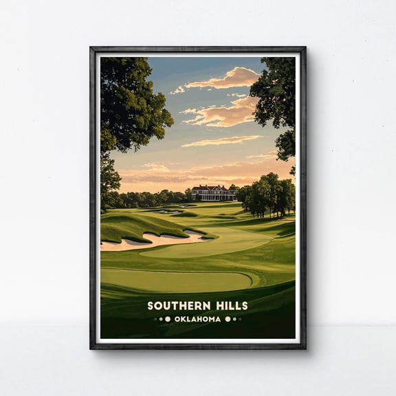 Southern Hills Golf Course Poster Oklahoma Golf Art Print Classic Golf Decor For Home Or Office Perfect Golfer Gift Idea , Poster Print Only