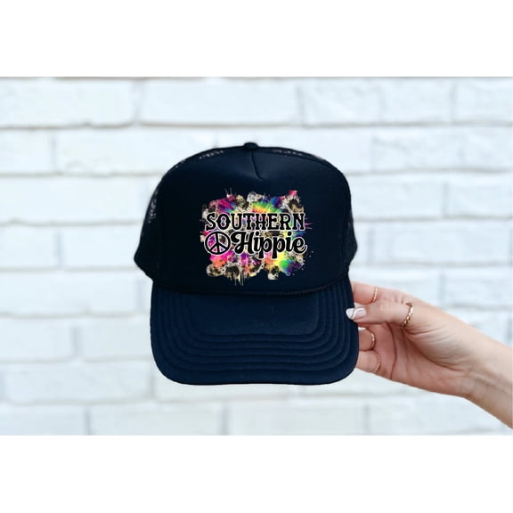 Southern Hippie Black Trucker Hat