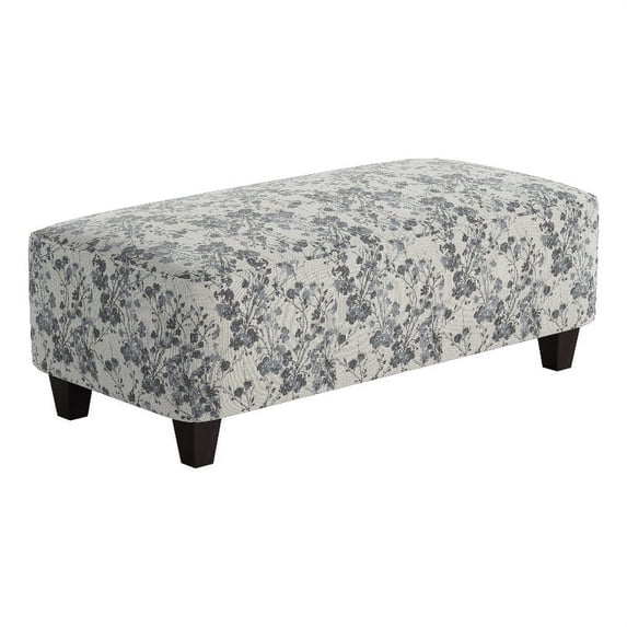 Southern Home Furnishings Freesia Denim Fabric Cocktail Ottoman in Blue Finish