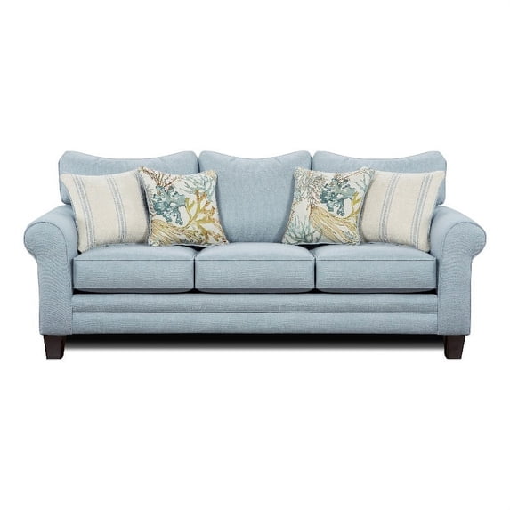 Southern Home Furnishings Labyrinth Sky Fabric Sleeper Sofa in Blue