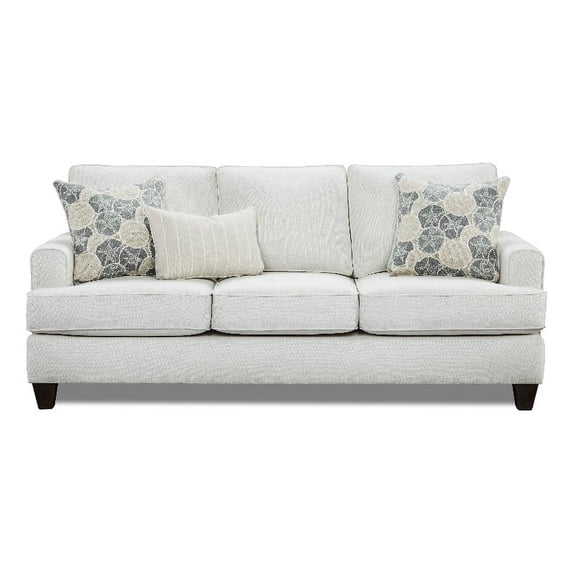 Southern Home Furnishings Max Pearl Polypropylene Sofa in White Finish