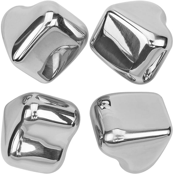 Southern Homewares Heart Shape Stainless Steel Chilling Ice Cubes Reusable For Whiskey Wine Beverage Set of 4