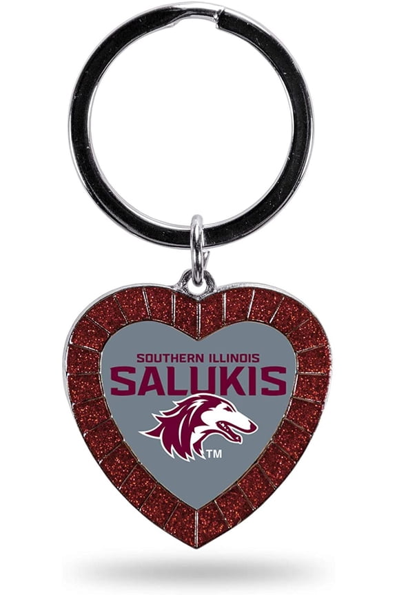 Southern Illinois Salukis Rhinestone Heart Colored Keychain, Maroon, 3-inches in length