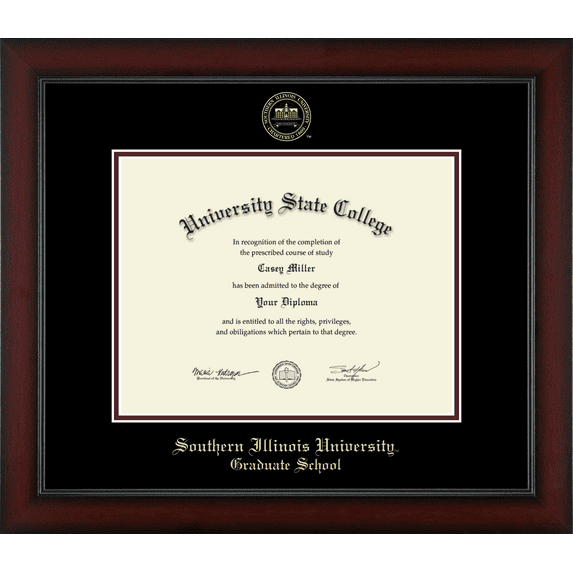 Southern Illinois University Carbondale Graduate School Diploma Frame, Document Size 11" x 8.5"