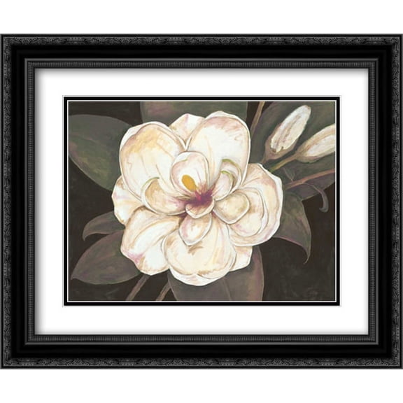 Southern Magnolia 2x Matted 24x20 Black Ornate Framed Art Print by Ioco, Fillippo