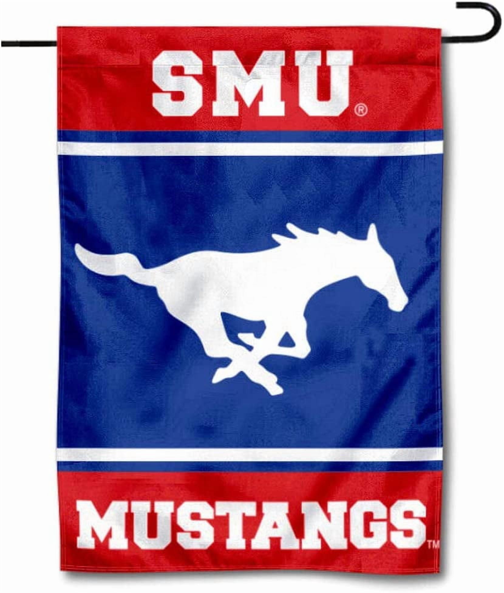 Southern Methodist Mustangs Garden Flag With Stand - 13x18 Inch Polyester, Double-Sided, Officially Licensed