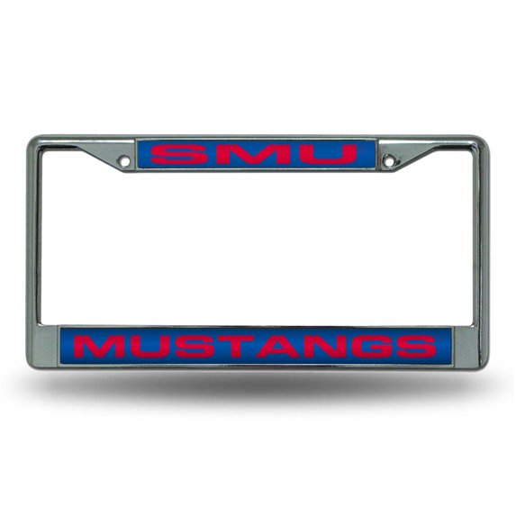 Southern Methodist SMU Mustangs Chrome Metal Laser Cut License Plate Frame