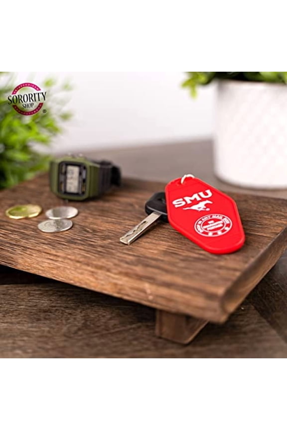 Southern Methodist University Keychain - Vintage Motel Keychain Design, with SMU logo by Sorority Shop