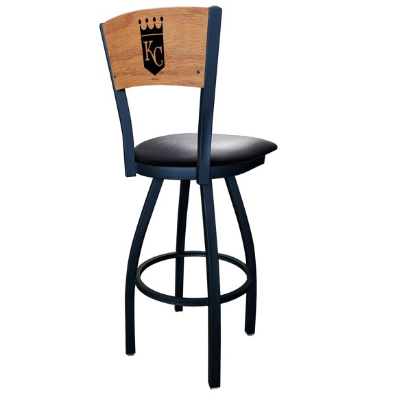 Black Kansas City Royals 25" Vinyl Swivel Laser Engraved Counter Stool