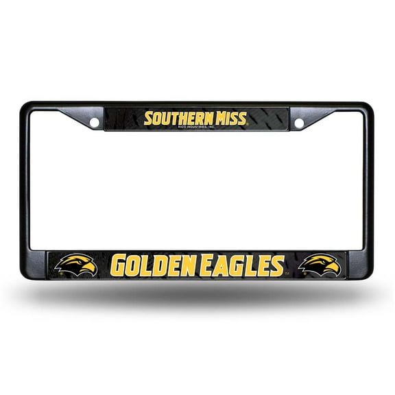 Southern Miss Golden Eagles Black Metal License Plate Frame