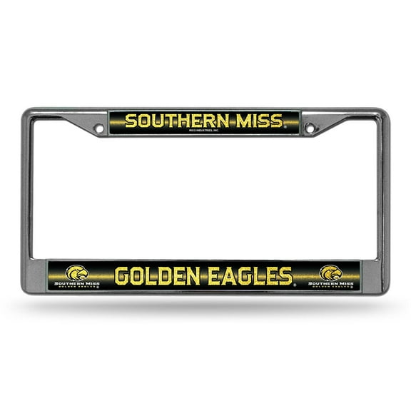 Southern Miss Golden Eagles Sparkly Glitter Bling Look Chrome License Plate Frame