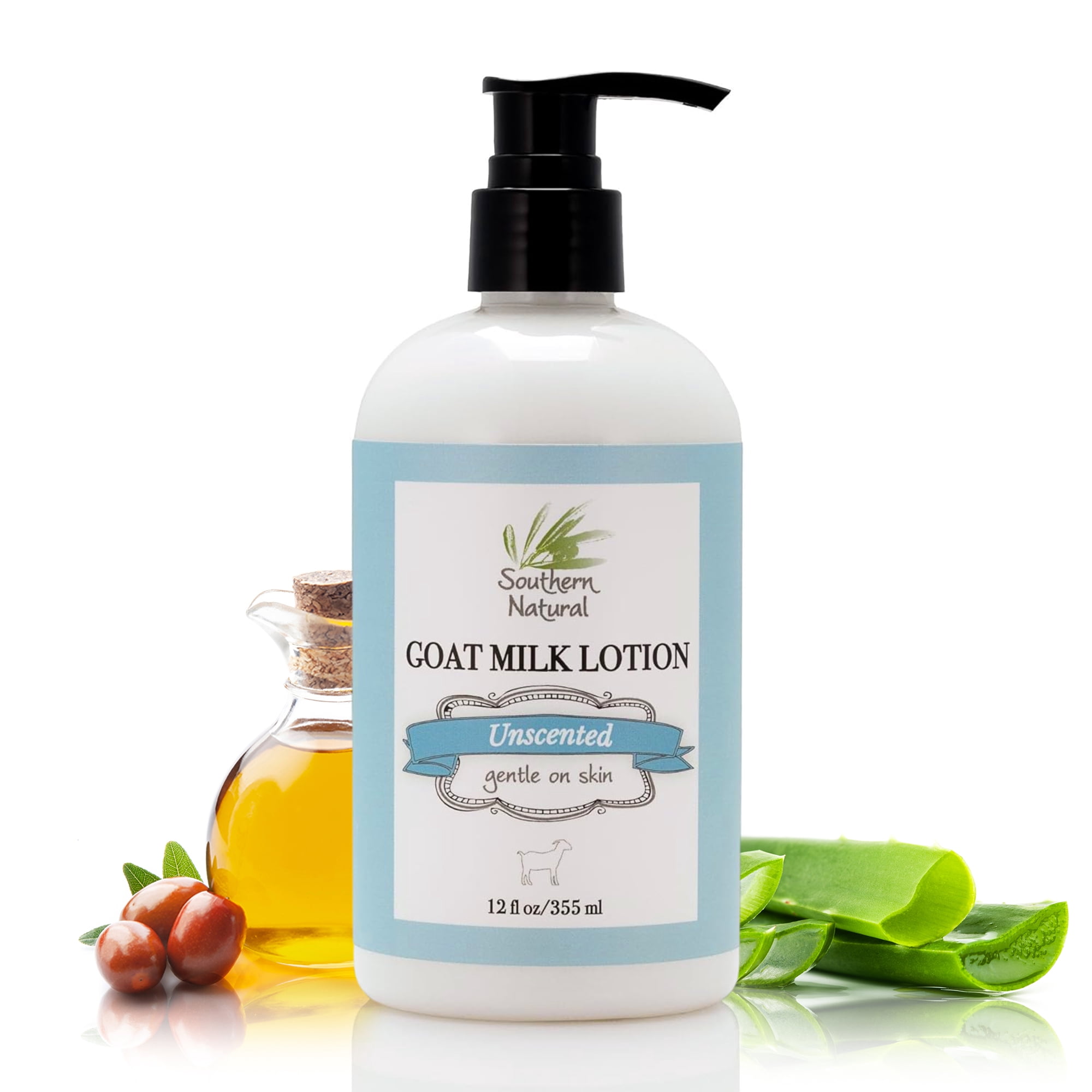 Southern Natural Goat Milk Lotion – For Face, Hands and Body  -  Gentle Skincare For A Soft & Smooth Feel - Unscented 12oz