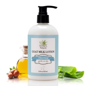 Southern Natural Goat Milk Lotion For Face, Hands and Body - Gentle Skincare For A Soft & Smooth Feel - Unscented 12oz