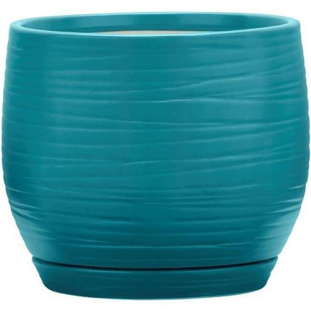 Southern Patio 12" x 12" x 12" Round Multicolor Ceramic Planter with Rubber Pads