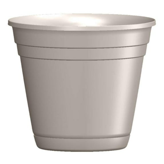 Southern Patio 13" x 13" x 31" Round Taupe Plastic Plant Planter