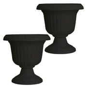 Southern Patio 14" Lightweight Outdoor Utopian Urn Planter, Black (2 Pack)