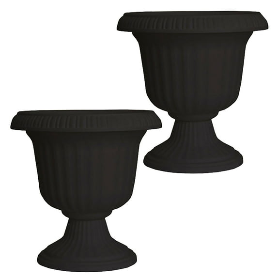 Southern Patio 14" Lightweight Outdoor Utopian Urn Planter, Black (2 Pack)