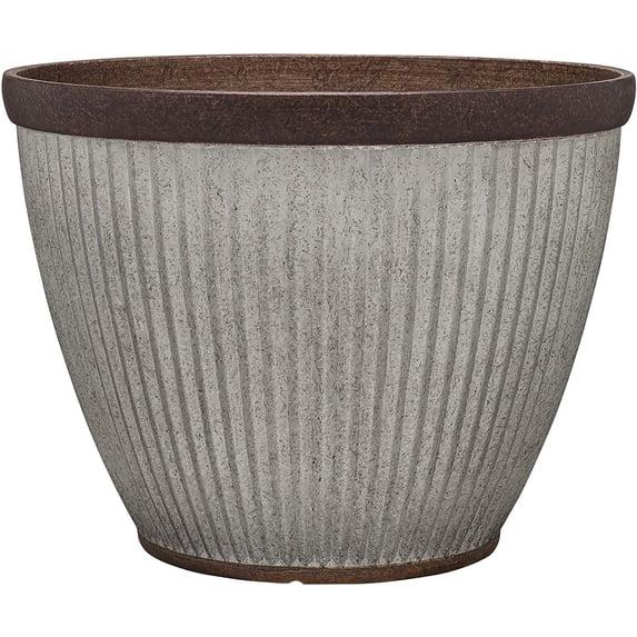 Southern Patio 20.5" x 20.5" x 15" Round Silver Resin Faux Galvanized Finish Planter with Rustic