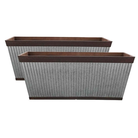 Southern Patio 24" Westlake Deck Rail Planter, Rustic Galvanized (2 Pack)