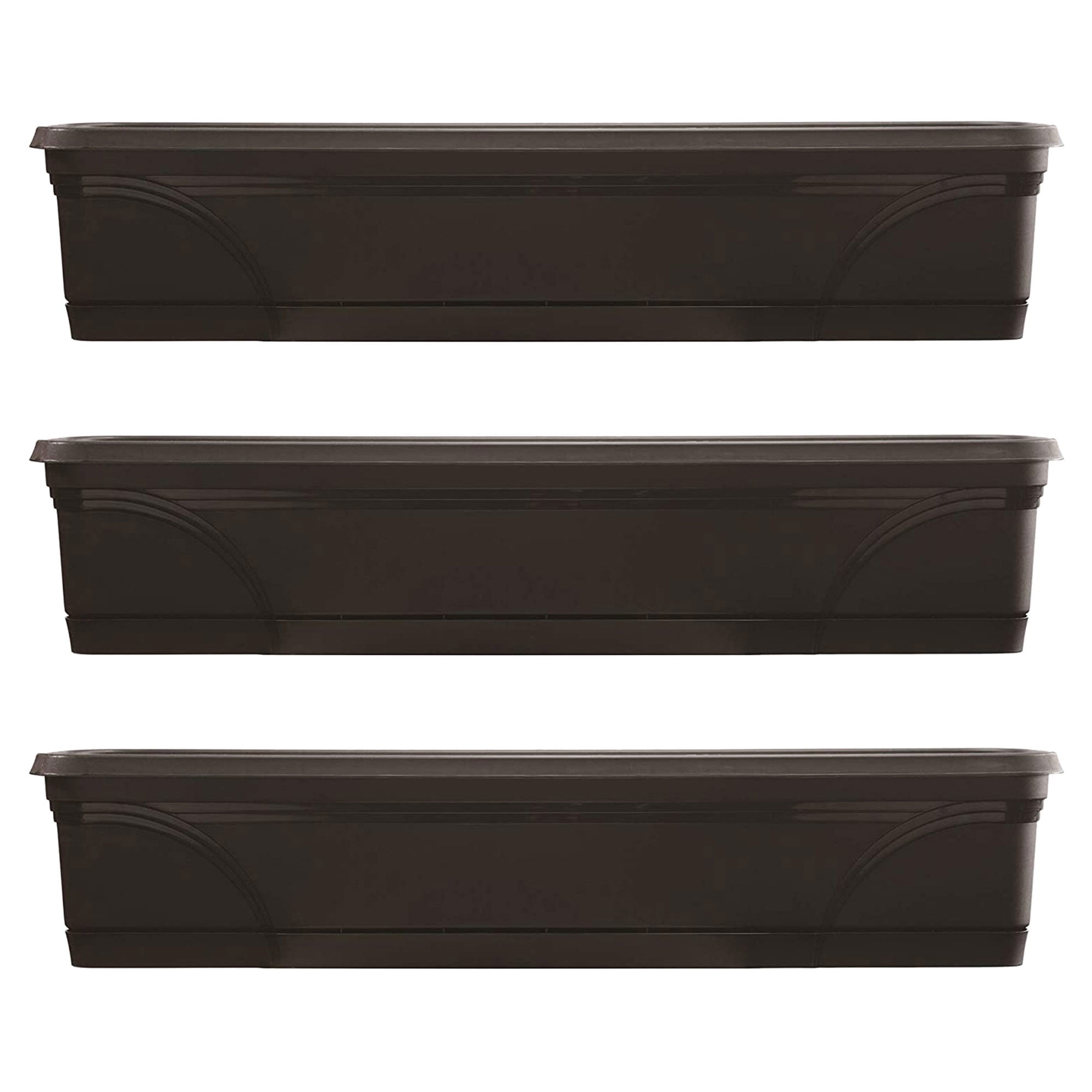 Medallion Black 36" Resin Hanging Windowsill Garden Box Planter - Set of 3