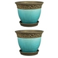 thumbnail image 1 of Southern Patio Cadiz 8in Ceramic Planter Pot w/Saucer, Teal (2 Pack), 1 of 6