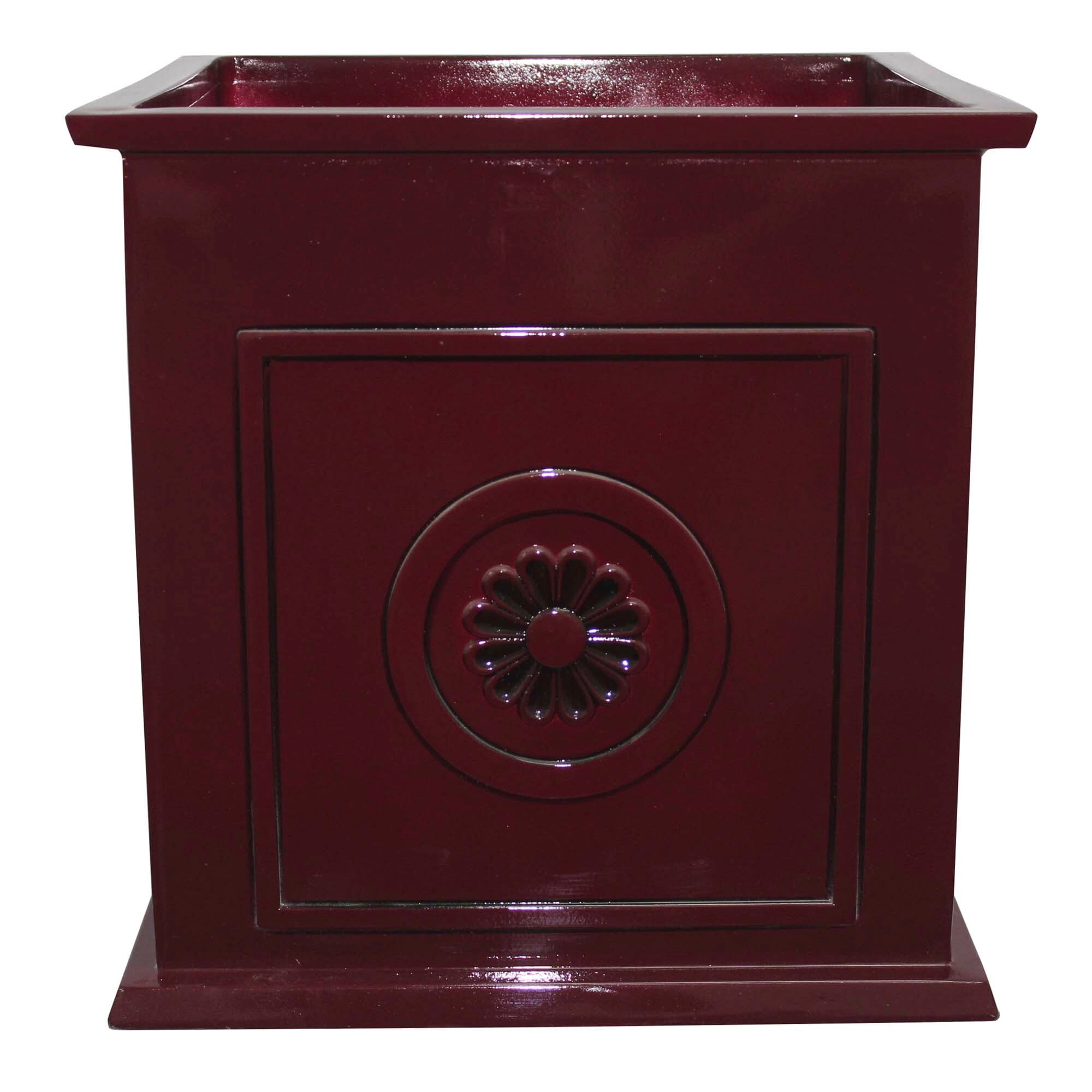 Colony Square 16" Oxblood Resin & Ceramic Outdoor Planter