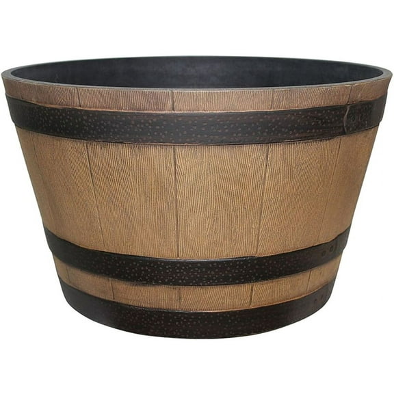 Southern Patio HDR-012207 Whiskey Barrel Planter 9.21 in H Barrel Resin Brown