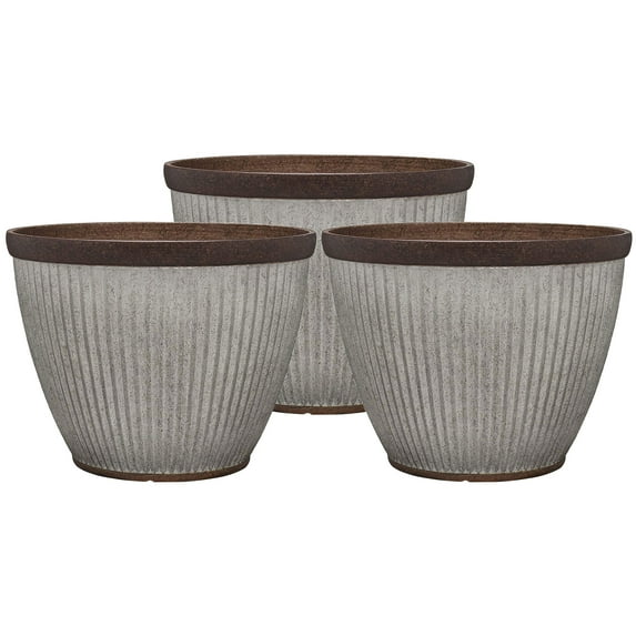 Southern Patio HDR-046868 20.5 Inch Rustic Resin Outdoor Planter (3 Pack)