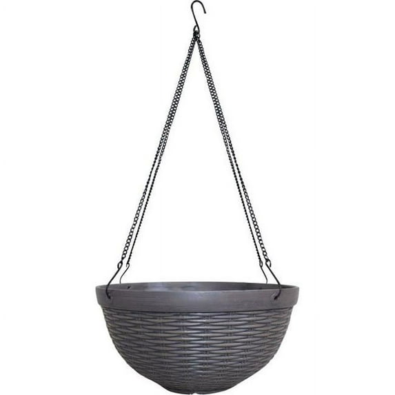 Southern Patio HDR-054788 Jamaica Wicker Hanging Basket with Metal Display, Brown - 12 in.