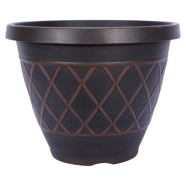 Southern Patio HDR-054849 Planter, Round, Brown, 15 Inch - Walmart ...