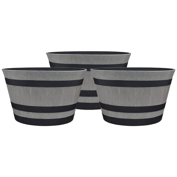 Southern Patio HDR-055457 Resin Whiskey Barrel Garden Planter Pot (3 Pack)