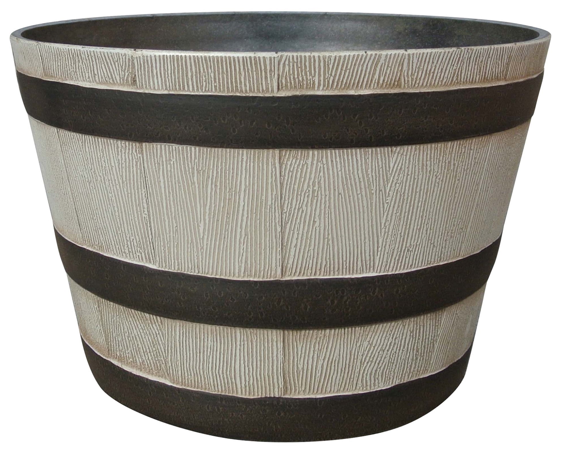 Birchwood Finish Resin Whiskey Barrel Planter, 22.5 inch