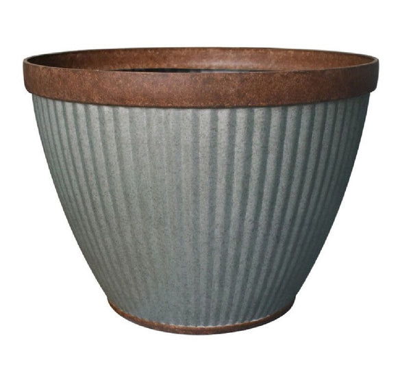Southern Patio Hdr064787 Rustic HighDensity Resin Planter, Galvanized