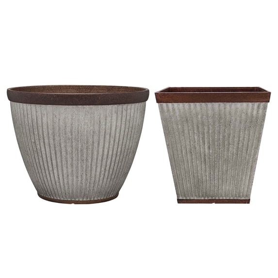 Southern Patio Rustic Resin Outdoor Planter Urn w/ Square Box Flower Pot