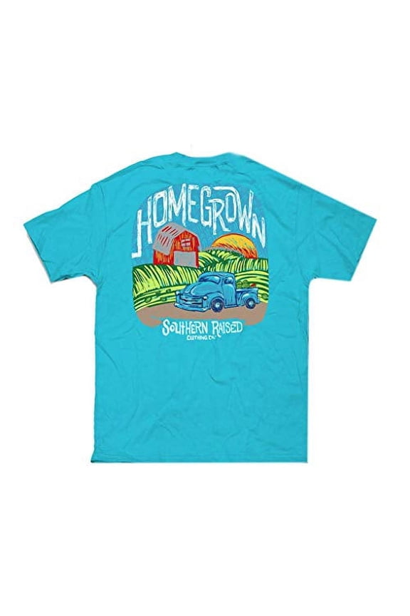 Southern Raised Homegrown Short Sleeve Pocket T-Shirt-Lagoon Blue-Small