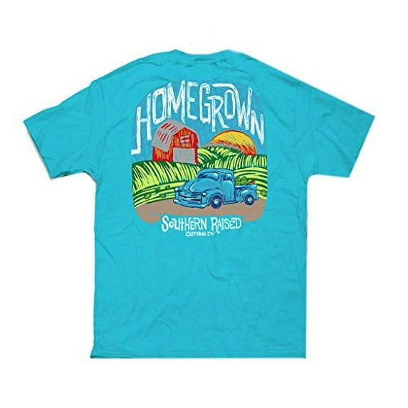 Southern Raised Homegrown Short Sleeve Pocket T-Shirt-Lagoon Blue-Small