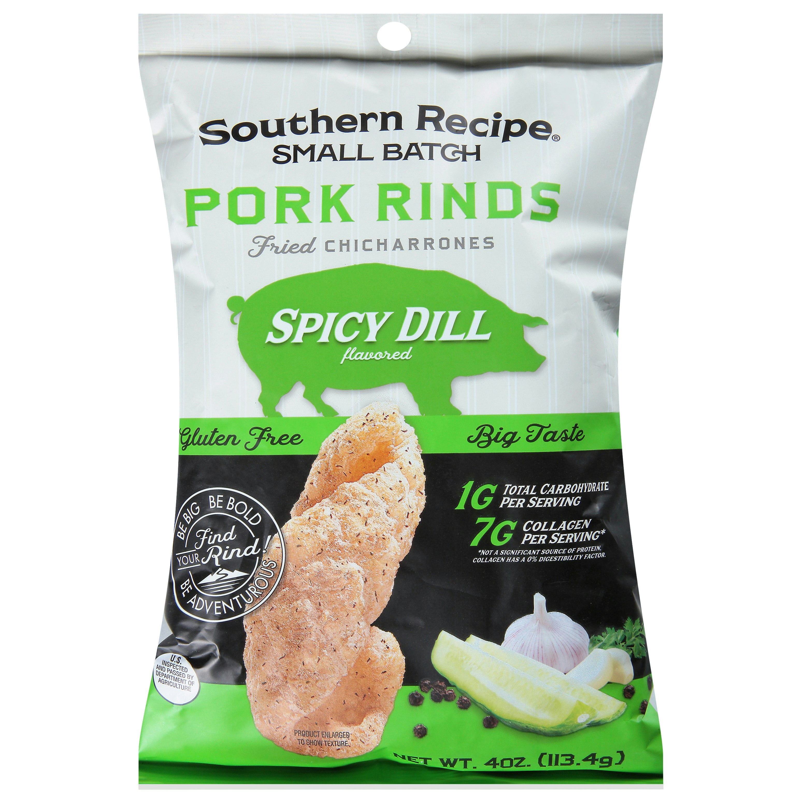 Southern Recipe Small Batch Pork Rinds Spicy Dill 4 oz (Pack Of 12 ...