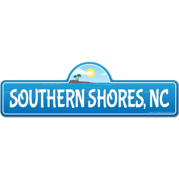 Southern Shores NC North Carolina Beach Street Sign | Indoor/Outdoor | Surfer Ocean Lover Décor For Beach House Garages Living Rooms Bedroom | Signmission Personalized Gift