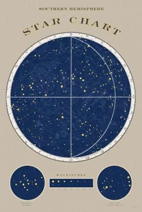 Southern Star Chart Canvas Art - Sue Schlabach (12 x 18)