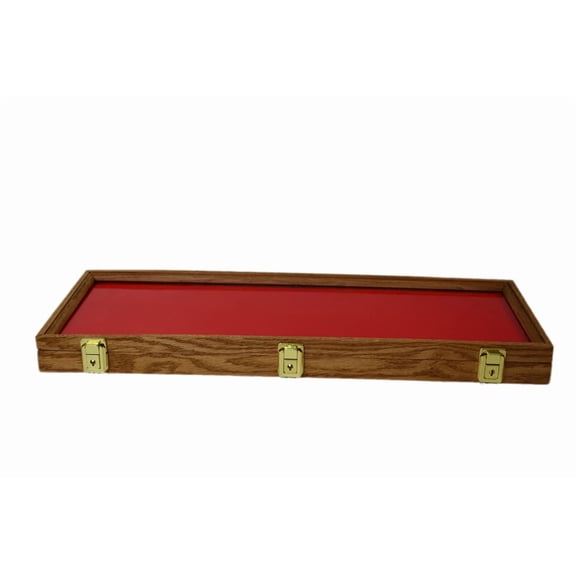 Southern Star Displays Wood Display Case for Collectibles, Knives, Arrowheads, Pins, Medals and More (25 x 9 x 2, Oak)