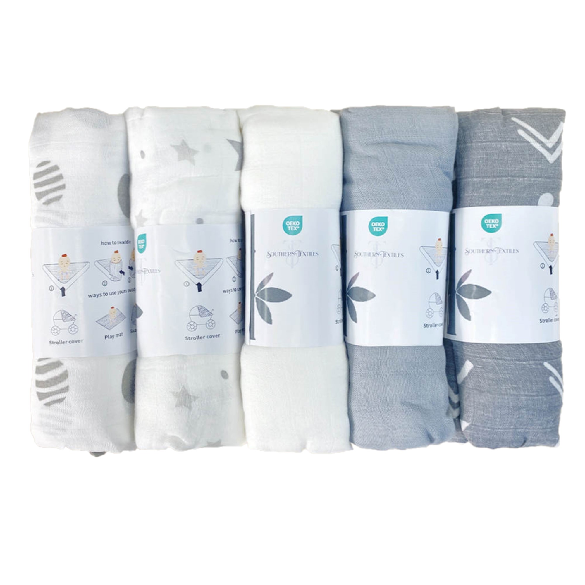Southern Textiles 5 Pack Baby Swaddle Muslin Blankets 100 Cotton