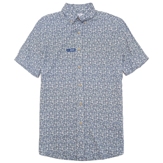 Southern Tide Men's Linen Rayon Short Sleeve Button Down Sport Shirt (Medium, Coronet Blue)