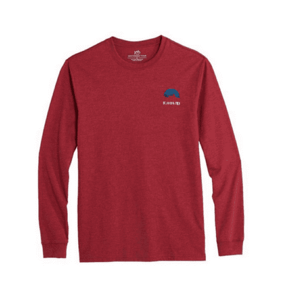 Southern Tide Men's, Long Sleeve Crew Neck Cotton T-Shirt,Red , M