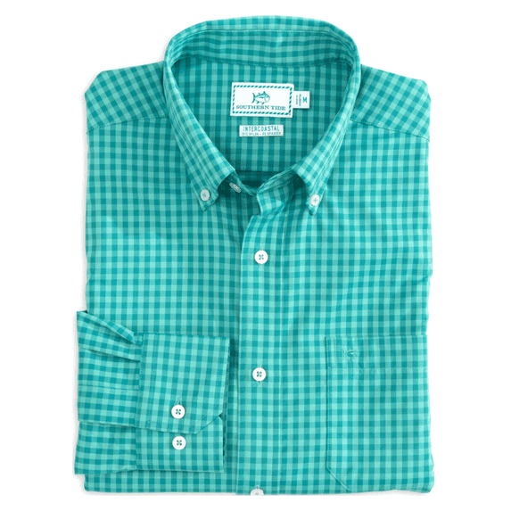 Southern Tide Men's Tidings Plaid Sportshirt, Green, S