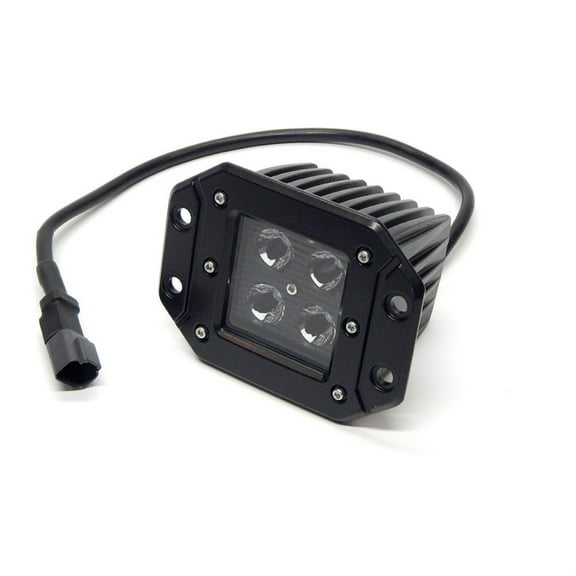 Southern Truck 79915 Face 3"" x 3"" 16W Square Flush Mount LED Flood Light (DT Harness 79900/1,440 Lumens), Black Series